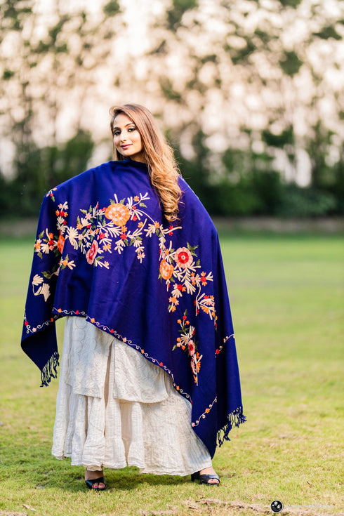 Women's Aari Embroidered Wool Stole